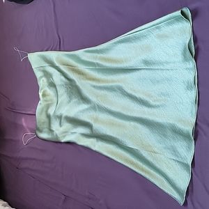 Green satin slip dress